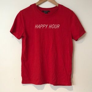 Forever 21 ‘’Happy Hour’’ Red T-Shirt Small